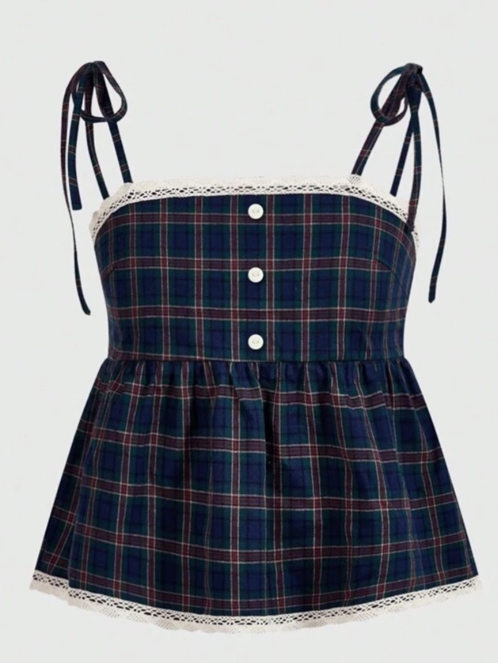 ROMWE Academia Plaid Lace Trim Cami Top Blue Tartan Size
L Y2K Fashion Babydoll